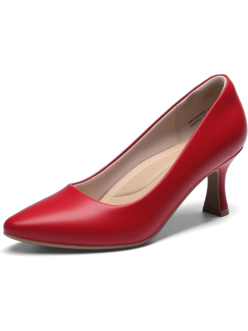 DREAM PAIRS Women's Red Kitten Heels Pumps Closed Toe Comfortable Dress Shoes